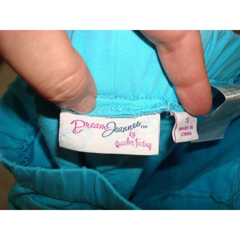 Womens Quacker Factory Dream Jeannes S Capri Turquoise Blue Pull On Pants Rhines - Picture 7 of 10